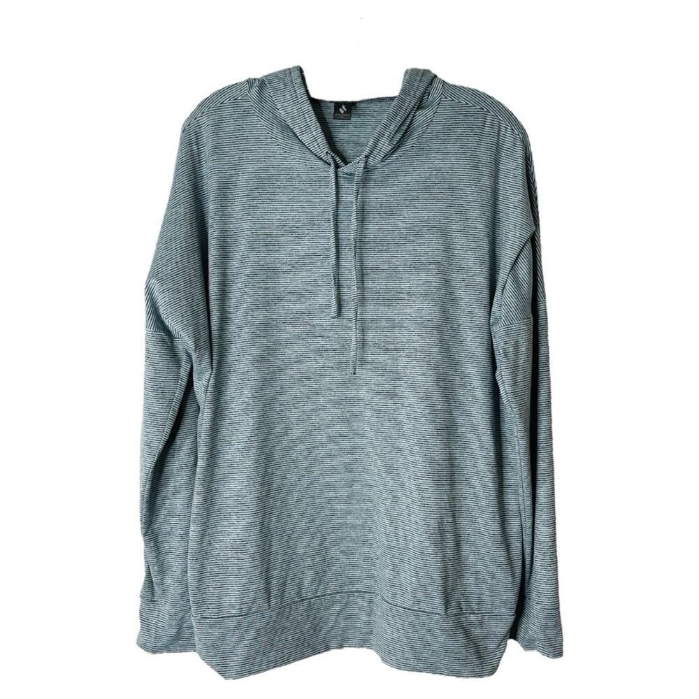 Skechers blue grey striped hoodie stretchy activewear top XL